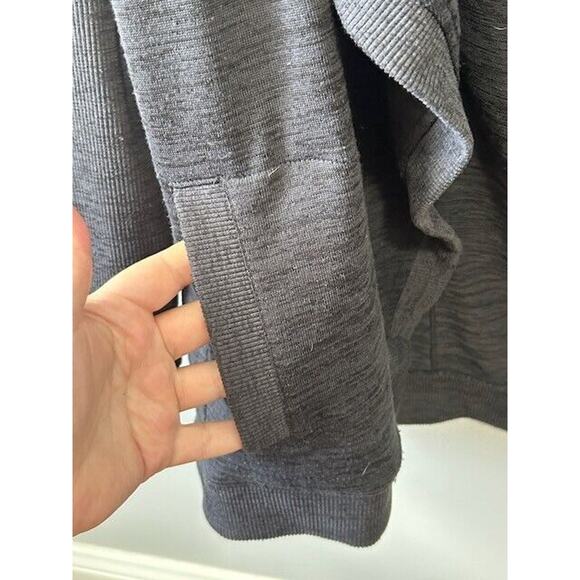 Athleta Blissful Wrap Cardigan Sweater Hooded Open Drape Front Knit Gray Small - Picture 2 of 8